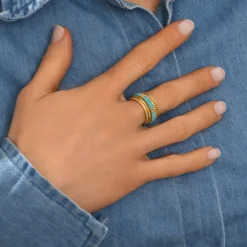 Alicudi adjustable medium ring - turquoise