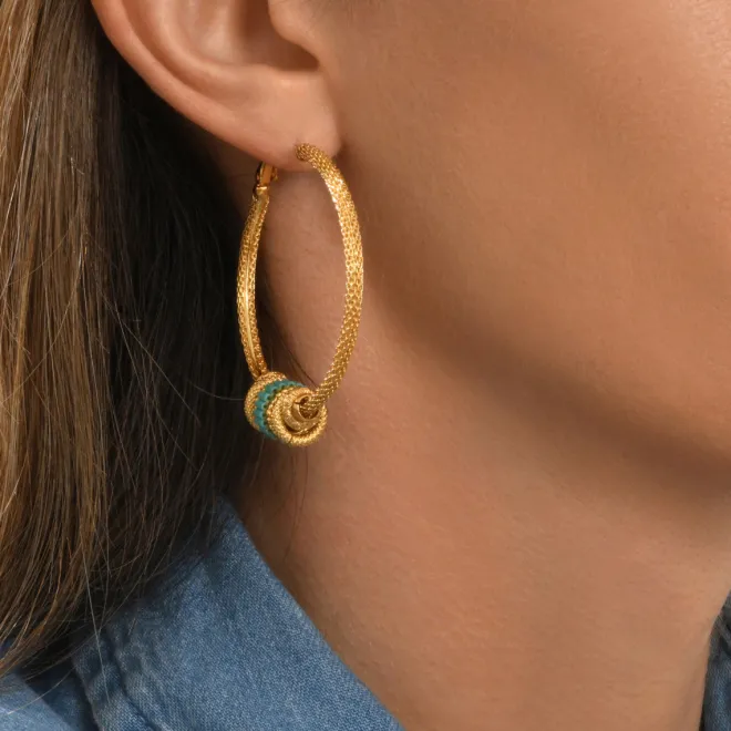 Alicudi hoop earrings - turquoise and coral
