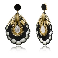 Alizia clip-on earrings - black and white