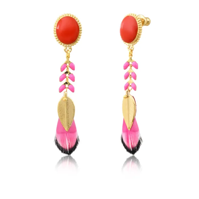 Alizia pierced stud earrings in gold-tone metal - fuchsia pink