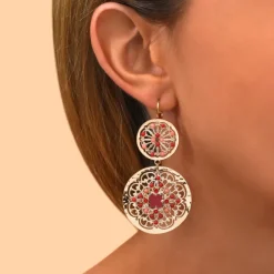 Angelique large sleeper earrings - red