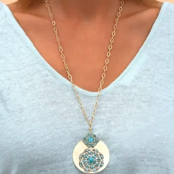 Angelique long necklace - turquoise