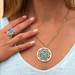 Angelique pendant chain necklace - turquoise
