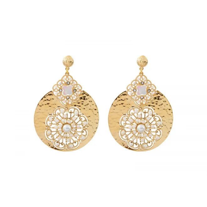 Angelique pierced stud earrings - white