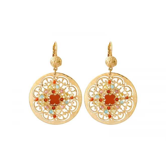 Angelique wide sleeper earrings - multicoloured