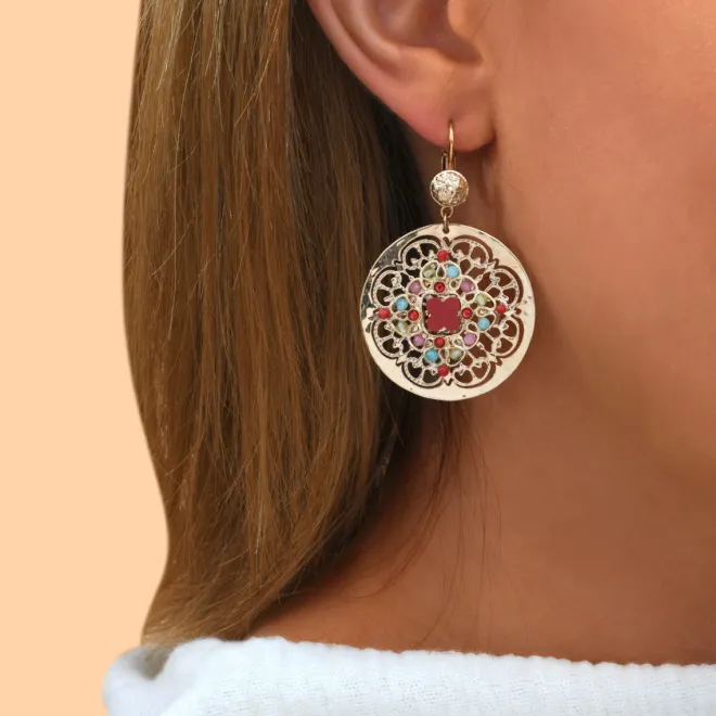 Angelique wide sleeper earrings - multicoloured