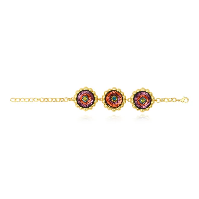 Angèle adjustable chain bracelet - orange and purple