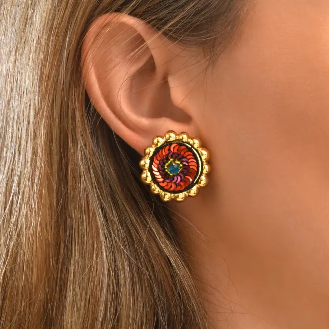 Angèle pierced stud earrings - orange