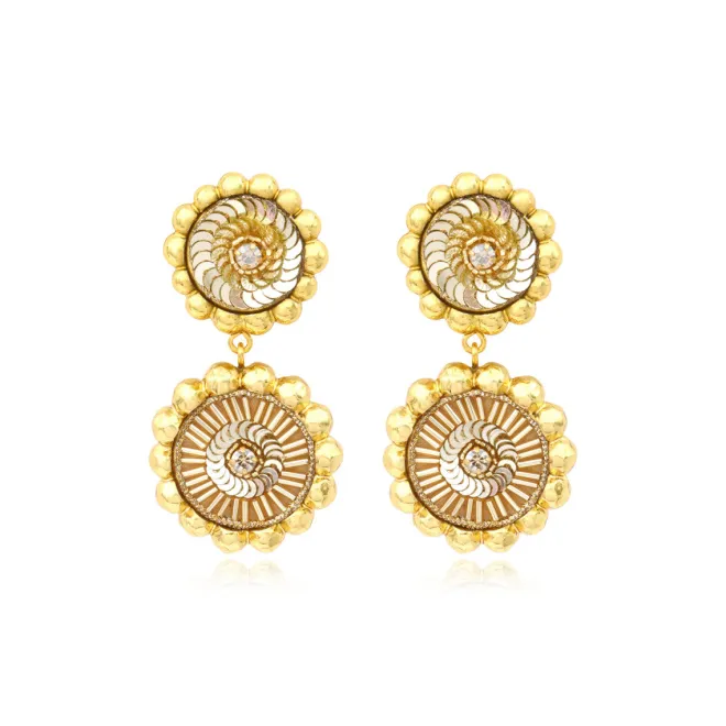 Angèle round clip-on earrings - gold
