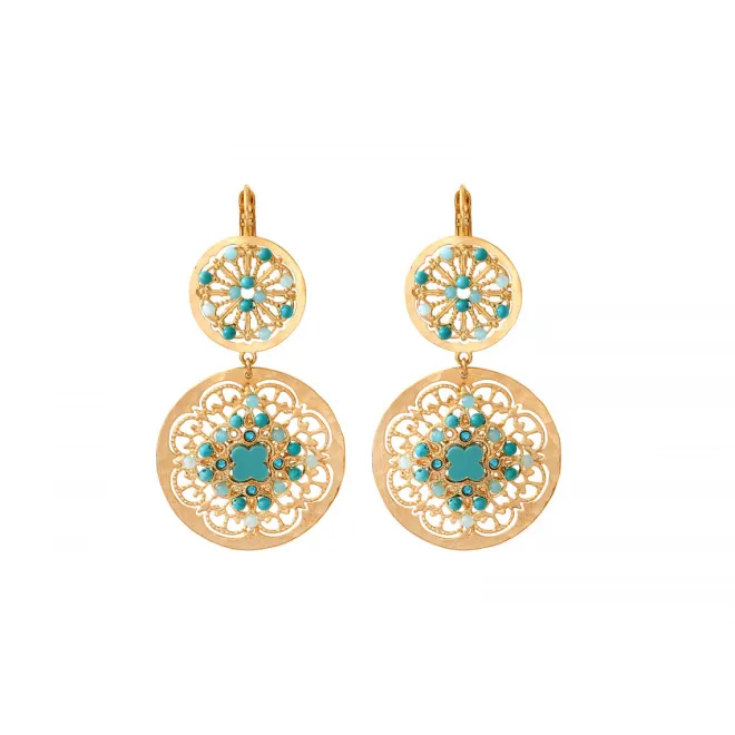 Angélique wide sleeper earrings - turquoise