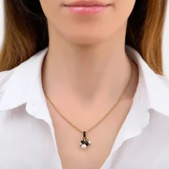 Annella delicate pendant necklace - black and white