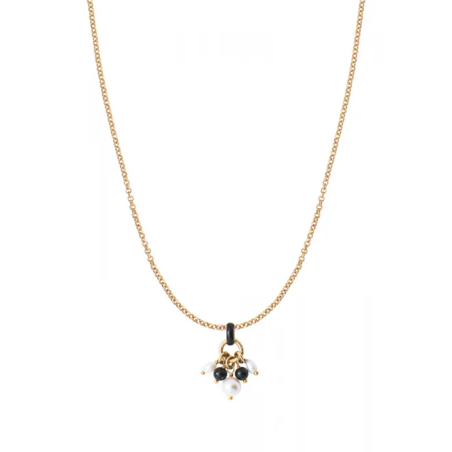 Annella delicate pendant necklace - black and white