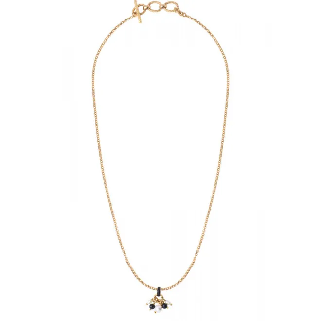 Annella delicate pendant necklace - black and white