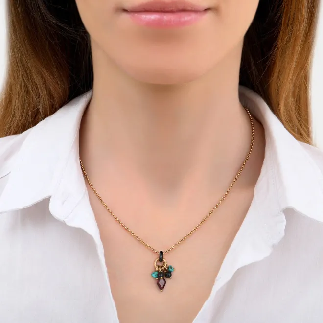 Annella delicate pendant necklace - red and turquoise