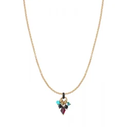 Annella delicate pendant necklace - red and turquoise