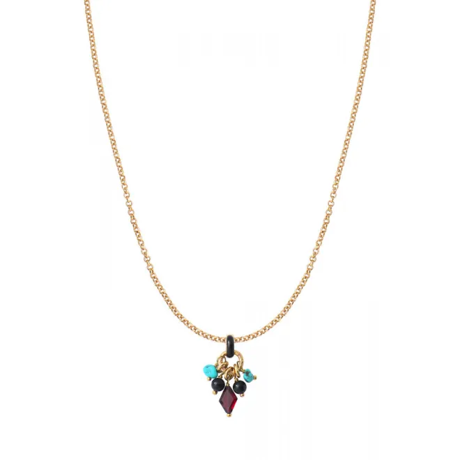 Annella delicate pendant necklace - red and turquoise