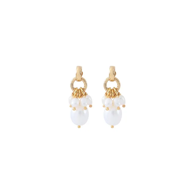 Annella fine stud earrings - white pearl