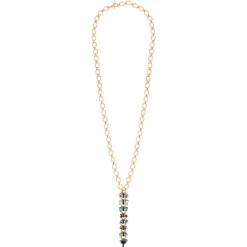 Annella long necklace - red and turquoise