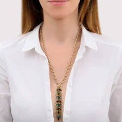 Annella long necklace - red and turquoise