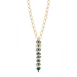 Annella long necklace - red and turquoise