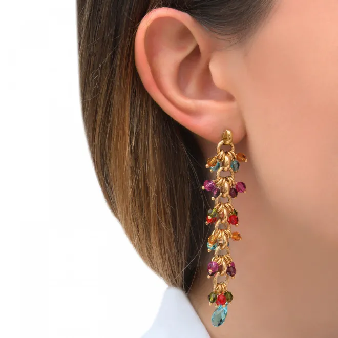 Annella pierced post drop earrings - multicoloured