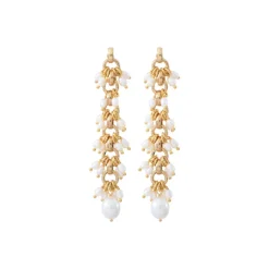 Annella pierced post drop earrings - white pearl