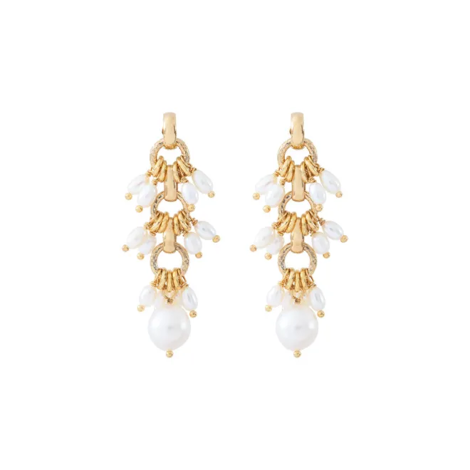 Annella pierced stud earrings - white pearl