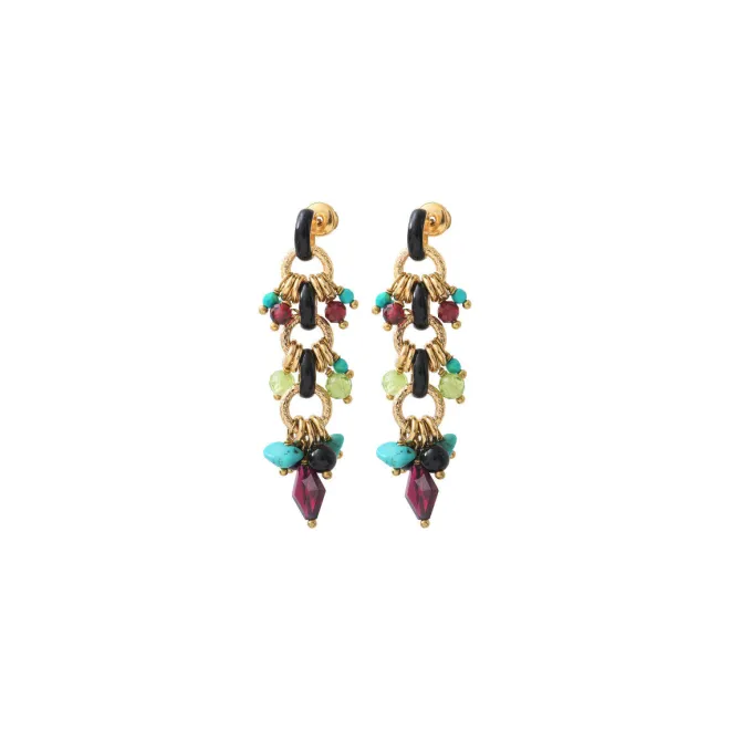 Annella pierced stud earrings - red and turquoise