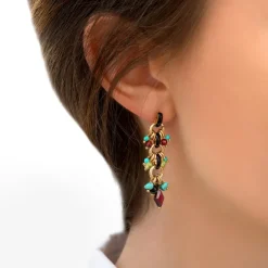 Annella pierced stud earrings - red and turquoise