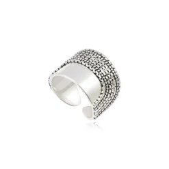 Ashanti adjustable wide ring – silver