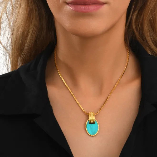 Ashanti braided chain pendant necklace – turquoise and green