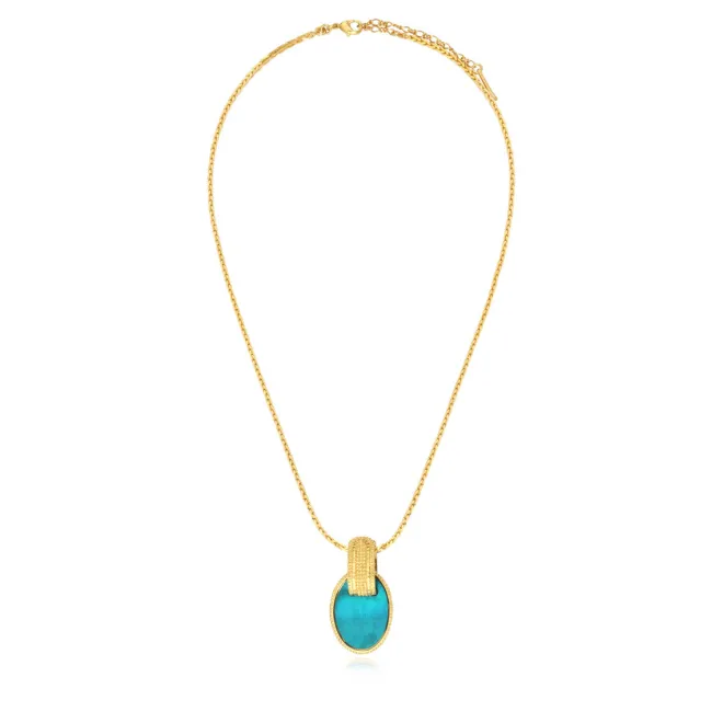 Ashanti braided chain pendant necklace – turquoise and green