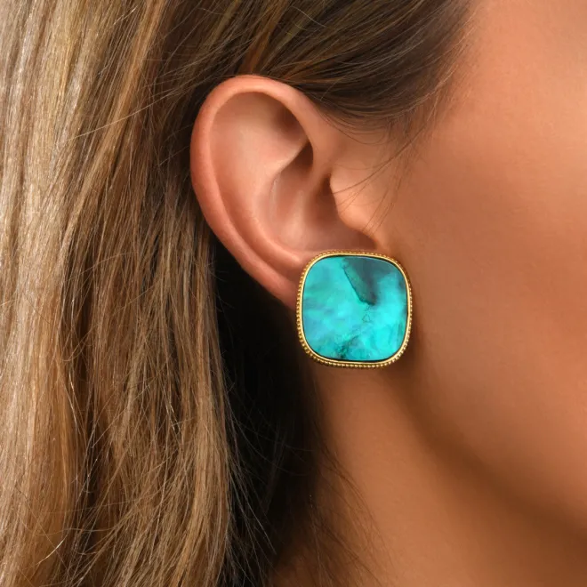 Ashanti clip-on earrings – turquoise and green