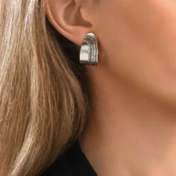 Ashanti clip-on hoop earrings – silver