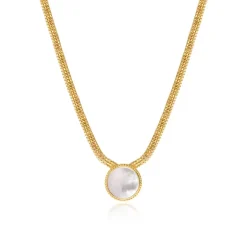 Ashanti flat chain pendant necklace – white