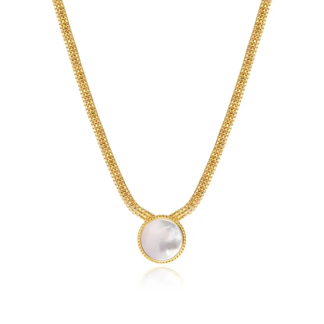 Ashanti flat chain pendant necklace – white