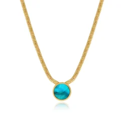 Ashanti flat chain pendant necklace – turquoise and green
