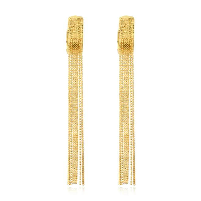 Ashanti long pierced stud earrings – gold