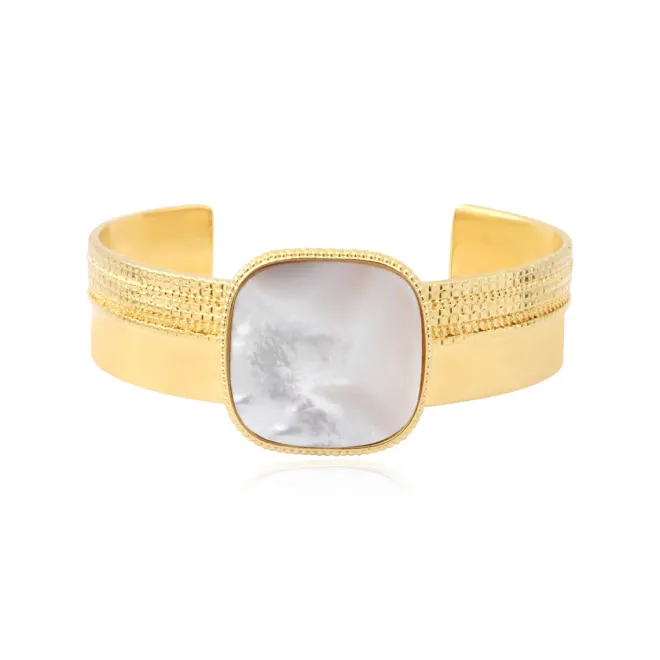 Ashanti medium adjustable bangle bracelet – white