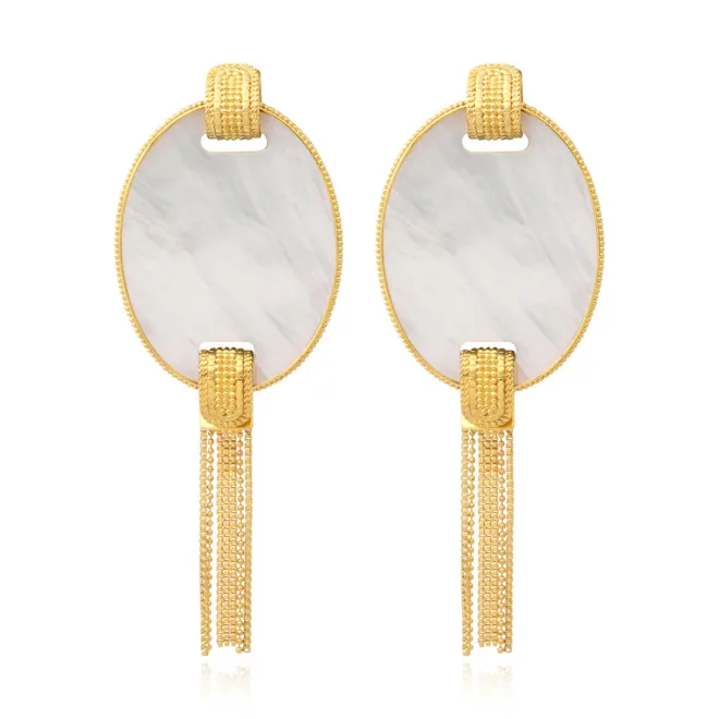 Ashanti pierced stud earrings – white