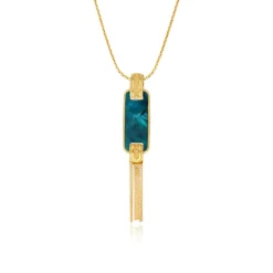 Ashanti rectangular mother-of-pearl pendant necklace – turquoise and green