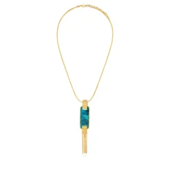 Ashanti rectangular mother-of-pearl pendant necklace – turquoise and green