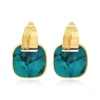 Ashanti square pierced stud earrings – turquoise and green