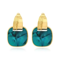 Ashanti square pierced stud earrings – turquoise and green