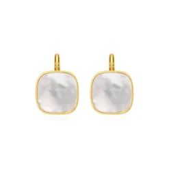 Ashanti square sleeper earrings – white