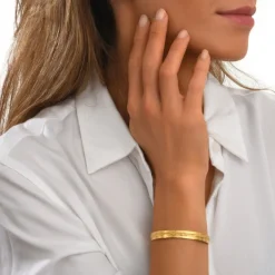 Ashanti Wide Adjustable Bangle Bracelet – Gold