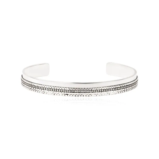 Ashanti Wide Adjustable Bangle Bracelet – Silver