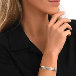 Ashanti Wide Adjustable Bangle Bracelet – Silver