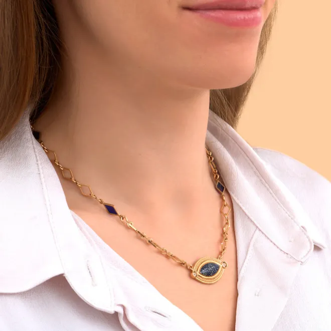 Atria Adjustable Pendant Necklace - Blue