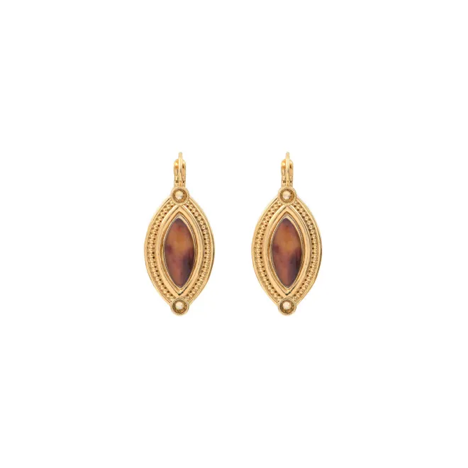 Atria thin sleeper earrings - tortoiseshell